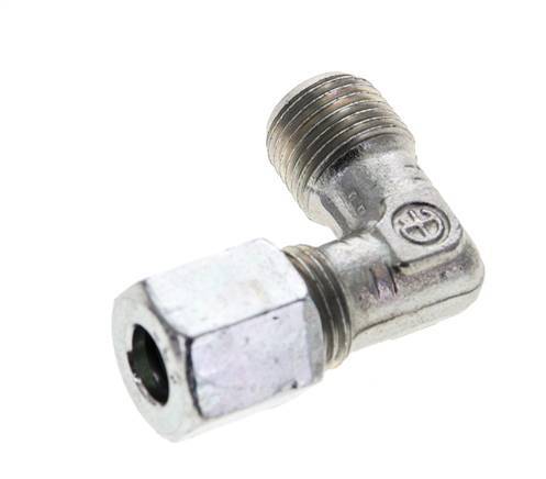 1/8'' NPT Male x 6LL Zinc plated Steel 90 deg Elbow Cutting ring 100 Bar DIN 2353