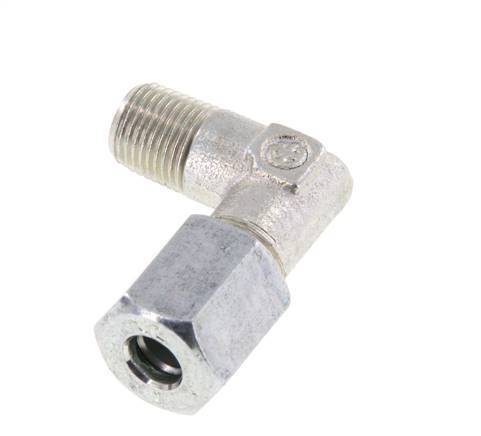 R 1/8'' Male x 6L Zinc plated Steel 90 deg Elbow Fitting 315 Bar DIN 2353