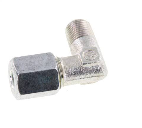 R 1/8'' Male x 6L Zinc plated Steel 90 deg Elbow Fitting 315 Bar DIN 2353
