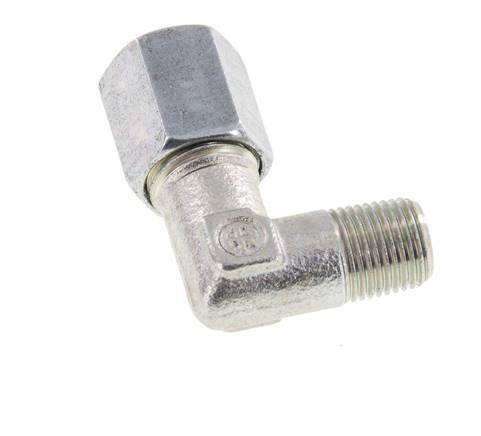 R 1/8'' Male x 6L Zinc plated Steel 90 deg Elbow Fitting 315 Bar DIN 2353