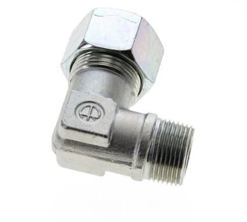 3/4'' NPT Male x 20S Zinc plated Steel 90 deg Elbow Cutting ring 400 Bar DIN 2353