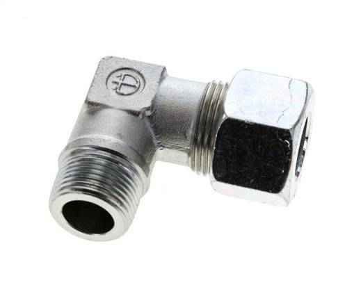 3/4'' NPT Male x 20S Zinc plated Steel 90 deg Elbow Cutting ring 400 Bar DIN 2353