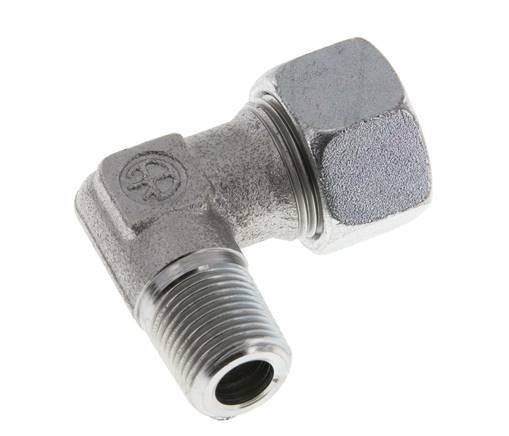 R 3/8'' Male x 15L Zinc plated Steel 90 deg Elbow Fitting 315 Bar DIN 2353