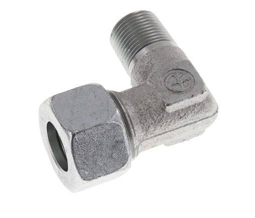 R 3/8'' Male x 15L Zinc plated Steel 90 deg Elbow Fitting 315 Bar DIN 2353