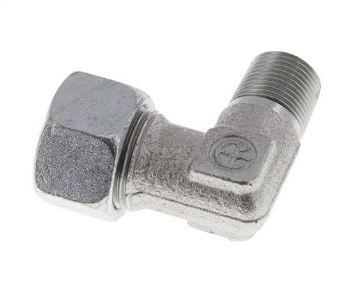 R 3/8'' Male x 15L Zinc plated Steel 90 deg Elbow Fitting 315 Bar DIN 2353