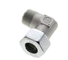 1'' NPT Male x 25S Zinc plated Steel 90 deg Elbow Cutting ring 400 Bar DIN 2353
