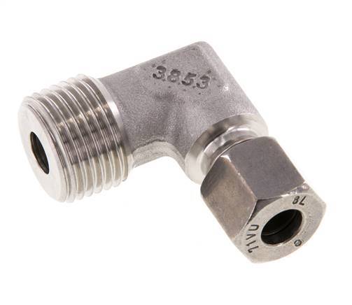 R 1/2'' Male x 8L Stainless steel 90 deg Elbow Fitting 315 Bar DIN 2353