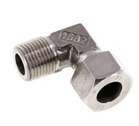R 1/2'' Male x 15L Stainless steel 90 deg Elbow Fitting 315 Bar DIN 2353