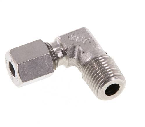 R 1/4'' Male x 6L Stainless steel 90 deg Elbow Fitting 315 Bar DIN 2353