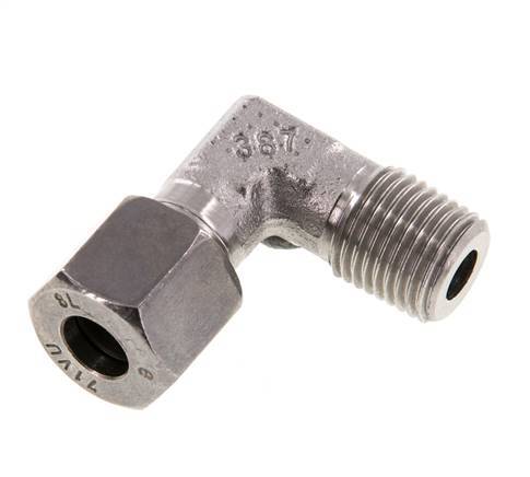 R 1/4'' Male x 8L Stainless steel 90 deg Elbow Fitting 315 Bar DIN 2353