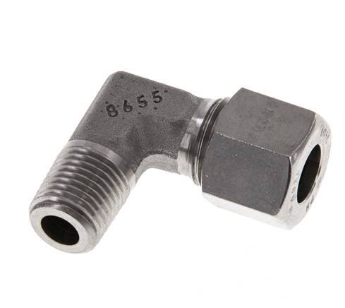 R 1/4'' Male x 10L Stainless steel 90 deg Elbow Fitting 315 Bar DIN 2353
