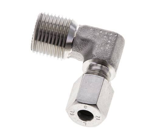 3/8'' NPT Male x 6L Stainless steel 90 deg Elbow Cutting ring 315 Bar DIN 2353