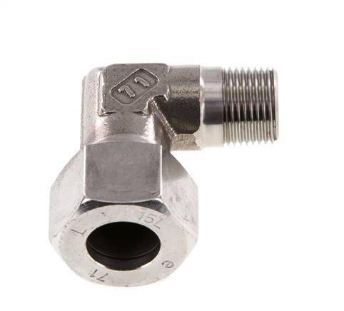R 3/8'' Male x 15L Stainless steel 90 deg Elbow Fitting 315 Bar DIN 2353