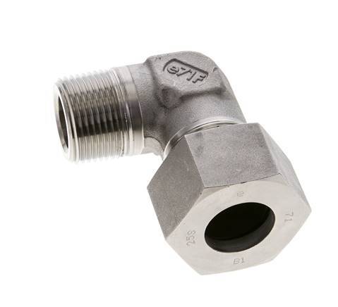 1'' NPT Male x 25S Stainless steel 90 deg Elbow Cutting ring 400 Bar DIN 2353