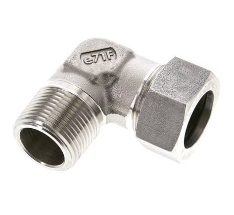 1'' NPT Male x 28L Stainless steel 90 deg Elbow Cutting ring 160 Bar DIN 2353