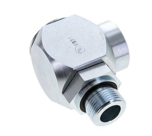 G 3/4'' M/F Zinc plated Steel 90 deg Elbow Swivel Joint High-pressure 250 Bar - Hydraulic