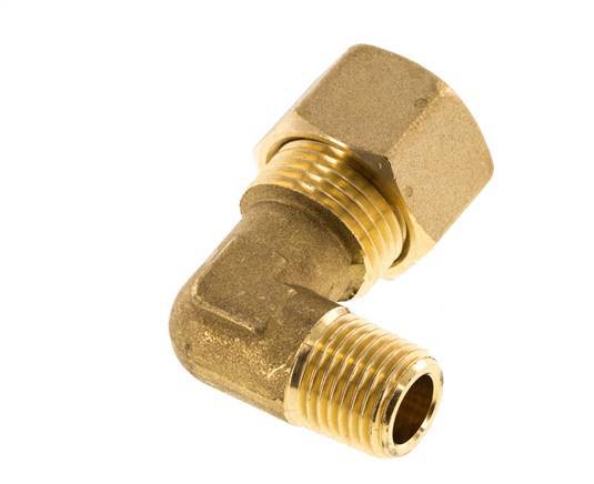 R 1/4'' Male x 12mm Brass 90 deg Elbow Compression Fitting 75 Bar DIN EN 1254-2