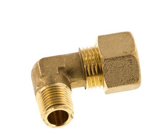 R 1/4'' Male x 12mm Brass 90 deg Elbow Compression Fitting 75 Bar DIN EN 1254-2