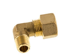 R 1/4'' Male x 12mm Brass 90 deg Elbow Compression Fitting 75 Bar DIN EN 1254-2