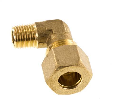 R 1/4'' Male x 12mm Brass 90 deg Elbow Compression Fitting 75 Bar DIN EN 1254-2
