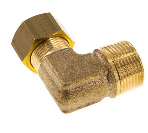 R 3/4'' Male x 16mm Brass 90 deg Elbow Compression Fitting 76 Bar DIN EN 1254-2