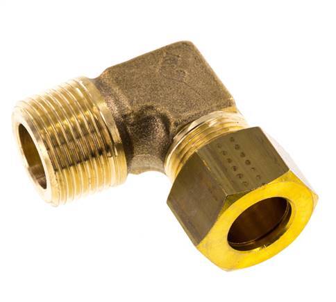 R 3/4'' Male x 16mm Brass 90 deg Elbow Compression Fitting 76 Bar DIN EN 1254-2