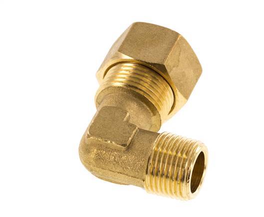 R 3/8'' Male x 14mm Brass 90 deg Elbow Compression Fitting 89 Bar DIN EN 1254-2