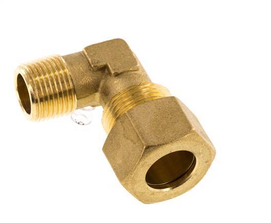 R 3/8'' Male x 14mm Brass 90 deg Elbow Compression Fitting 89 Bar DIN EN 1254-2