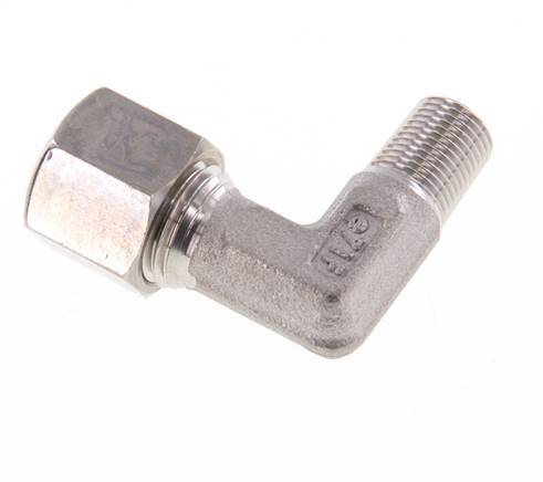 R 1/4'' Male x 8L Stainless steel 90 deg Elbow Compression Fitting 315 Bar DIN 2353