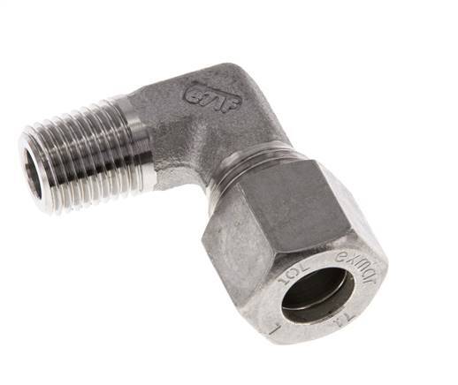 R 1/4'' Male x 10L Stainless steel 90 deg Elbow Compression Fitting 315 Bar DIN 2353