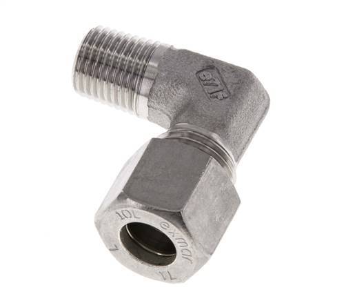 R 1/4'' Male x 10L Stainless steel 90 deg Elbow Compression Fitting 315 Bar DIN 2353