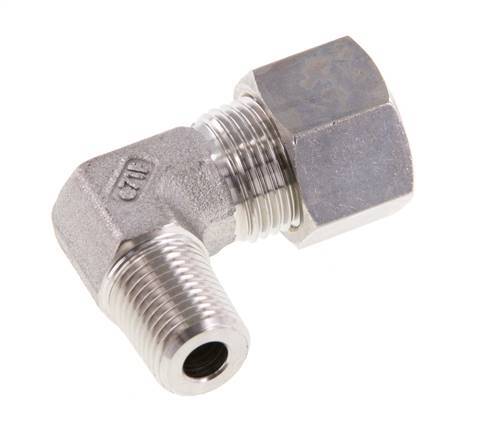 R 1/4'' Male x 12L Stainless steel 90 deg Elbow Compression Fitting 315 Bar DIN 2353