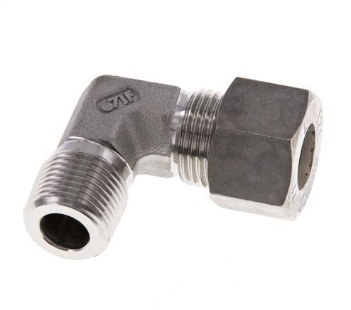 R 3/8'' Male x 12L Stainless steel 90 deg Elbow Compression Fitting 315 Bar DIN 2353