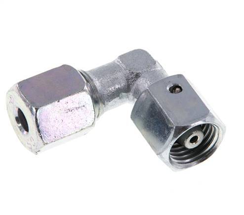 M14x1.5 x 6S Zinc plated Steel Adjustable 90 deg Elbow Fitting with Sealing cone and O-ring 630 Bar DIN 2353