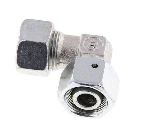 M22x1.5 x 15L Zinc plated Steel Adjustable 90 deg Elbow Fitting with Sealing cone and O-ring 315 Bar DIN 2353