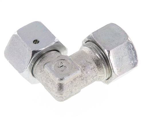 M22x1.5 x 15L Zinc plated Steel Adjustable 90 deg Elbow Fitting with Sealing cone and O-ring 315 Bar DIN 2353