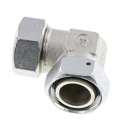 M45x2 x 35L Zinc plated Steel Adjustable 90 deg Elbow Fitting with Sealing cone and O-ring 160 Bar DIN 2353