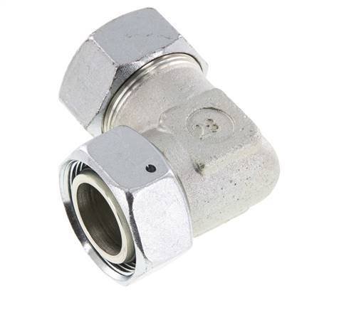 M45x2 x 35L Zinc plated Steel Adjustable 90 deg Elbow Fitting with Sealing cone and O-ring 160 Bar DIN 2353