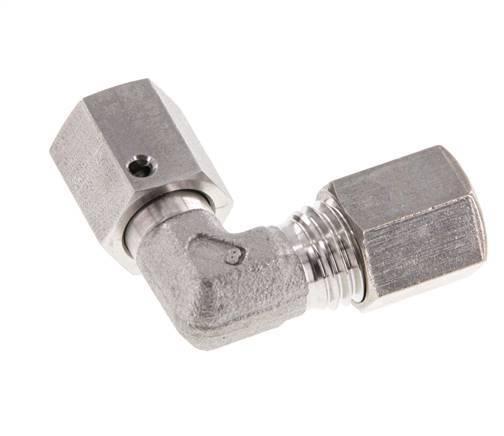 M12x1.5 x 6L Stainless steel Adjustable 90 deg Elbow Compression Fitting with Sealing cone and O-ring 315 Bar DIN 2353