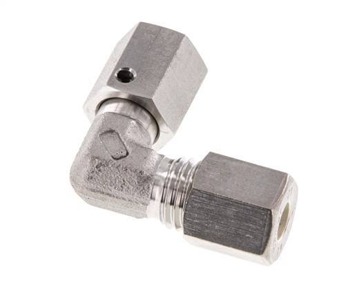 M12x1.5 x 6L Stainless steel Adjustable 90 deg Elbow Compression Fitting with Sealing cone and O-ring 315 Bar DIN 2353