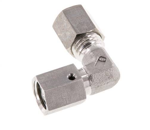 M12x1.5 x 6L Stainless steel Adjustable 90 deg Elbow Compression Fitting with Sealing cone and O-ring 315 Bar DIN 2353