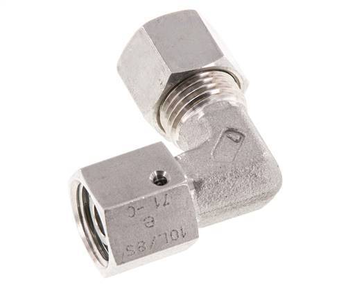 M16x1.5 x 10L Stainless steel Adjustable 90 deg Elbow Compression Fitting with Sealing cone and O-ring 315 Bar DIN 2353
