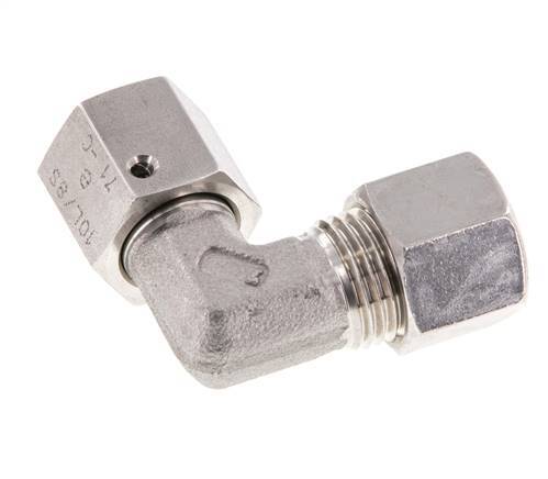 M16x1.5 x 10L Stainless steel Adjustable 90 deg Elbow Compression Fitting with Sealing cone and O-ring 315 Bar DIN 2353