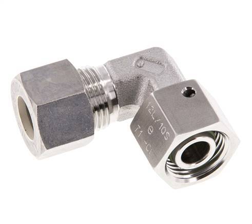 M18x1.5 x 12L Stainless steel Adjustable 90 deg Elbow Compression Fitting with Sealing cone and O-ring 315 Bar DIN 2353
