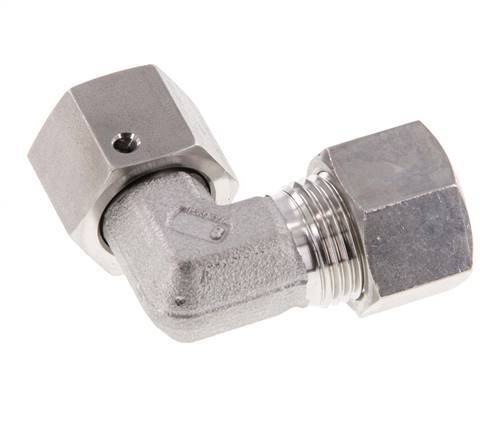 M18x1.5 x 12L Stainless steel Adjustable 90 deg Elbow Compression Fitting with Sealing cone and O-ring 315 Bar DIN 2353