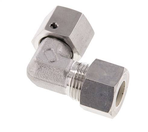 M18x1.5 x 12L Stainless steel Adjustable 90 deg Elbow Compression Fitting with Sealing cone and O-ring 315 Bar DIN 2353