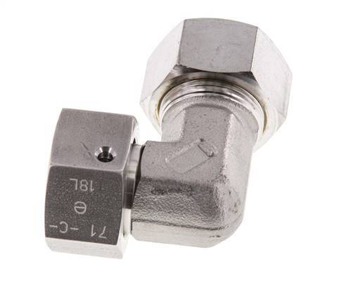 M26x1.5 x 18L Stainless steel Adjustable 90 deg Elbow Compression Fitting with Sealing cone and O-ring 315 Bar DIN 2353