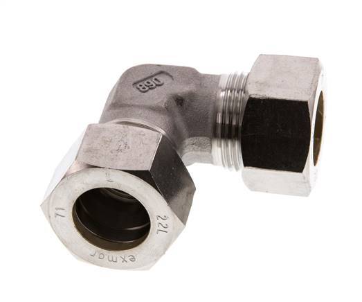 22L Stainless steel 90 deg Elbow Compression Fitting 160 Bar DIN 2353