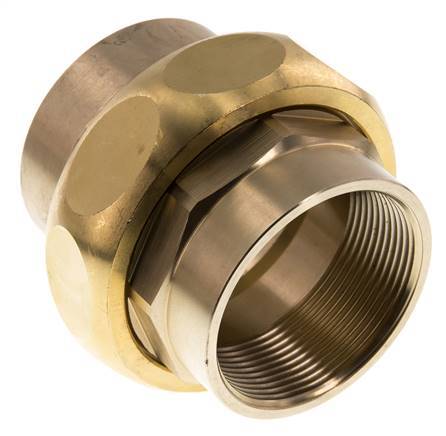 Rp 2'' Brass Double Nipple 3-pieces with Conically sealing 16 Bar
