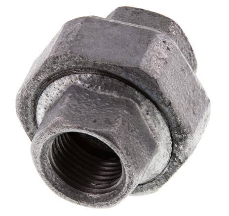Rp 1/2'' Zinc plated Cast iron Double Nipple 3-pieces with Conically sealing 25 Bar